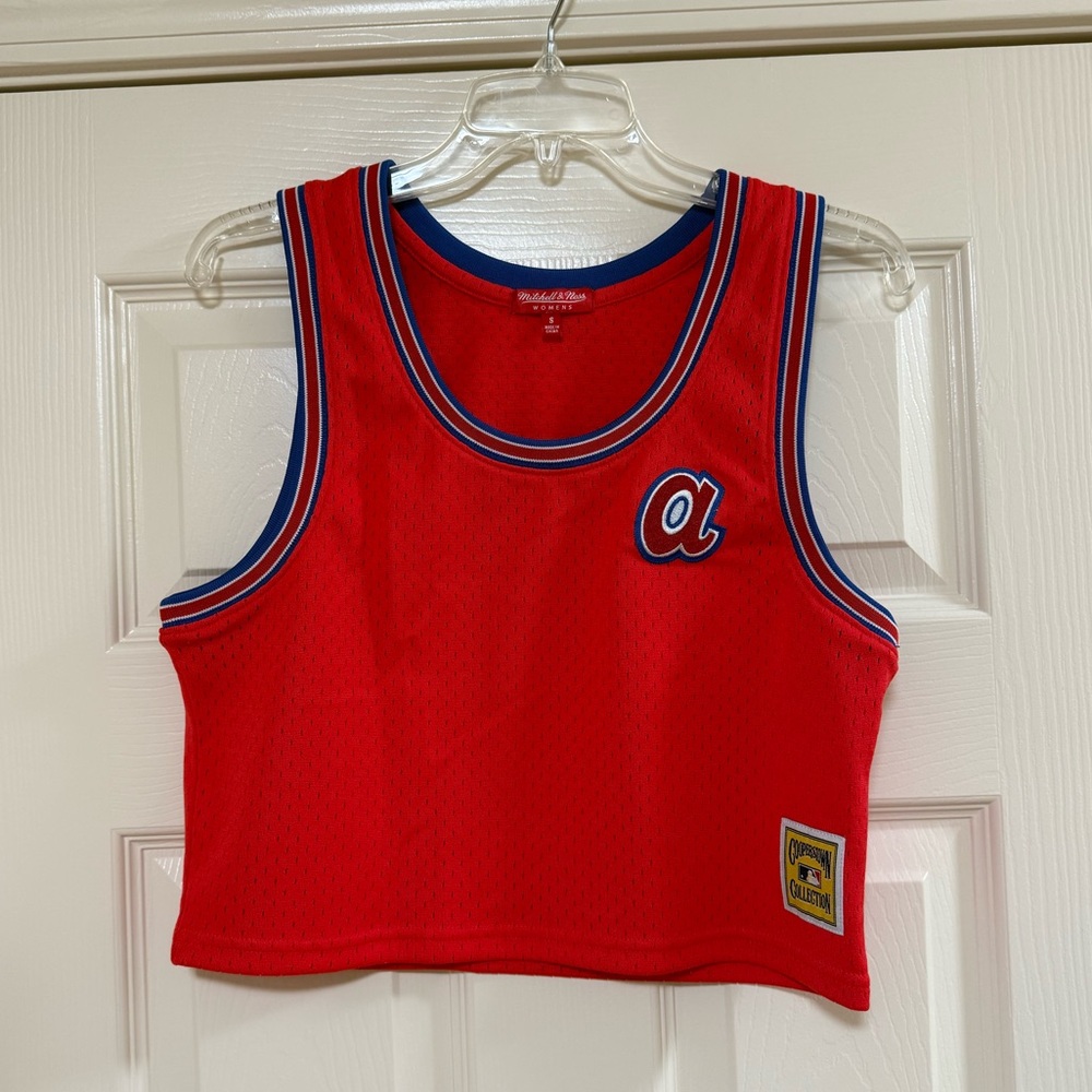 Women’s Mitchell & Ness MLB Atlanta Braves Mesh Crop Top Size Small